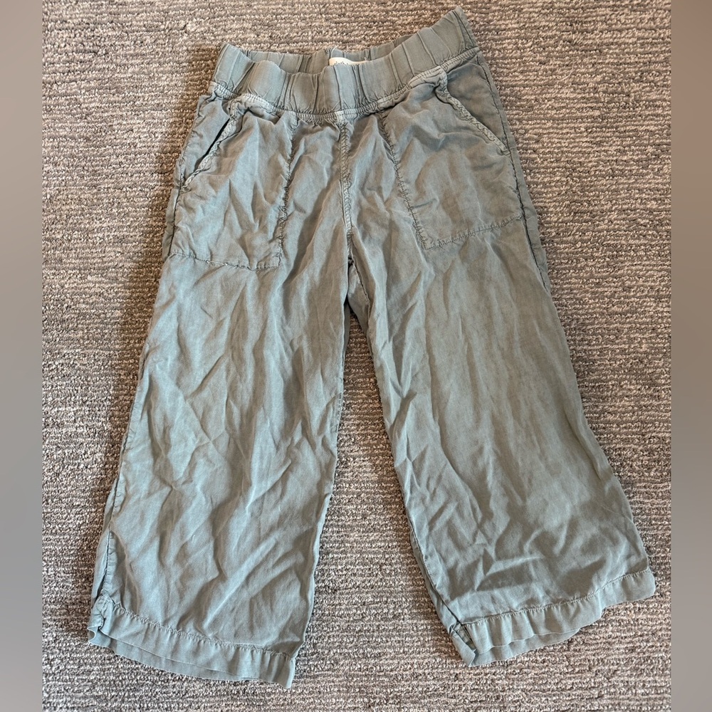 Cloth & Stone Tencel Wide Leg Crop Pants XS Blue Gray Elastic Waist Boho Casual